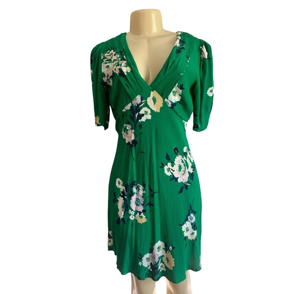 Free People Dress Womens 2 Floral Print Short Sleeve OB998041 Boho Summer Casual